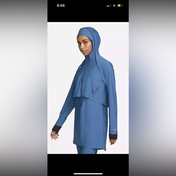 Nike Other - Nike Swimsuit Victory UPF 40 Full-Coverage Blue Tunic Dress Cover-up sz L $240